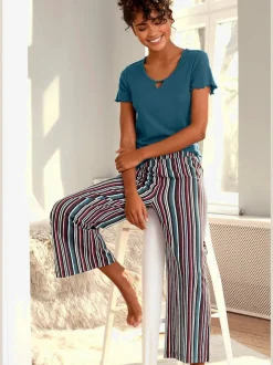 Haut de pyjama t-shirt à manches courtes avec encolure ronde