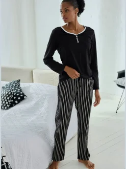 Haut de pyjama t-shirt à manches longues avec encolure en v arrondie