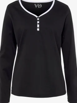 Haut de pyjama t-shirt à manches longues avec encolure en v arrondie