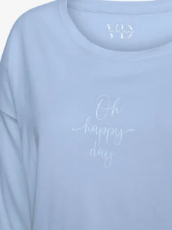 Haut de pyjama t-shirt à manches longues avec imprimé devant