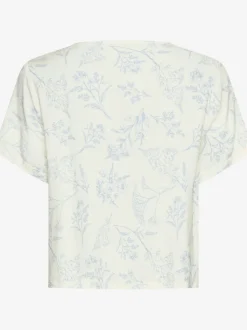 Haut de pyjama t-shirt à manches courtes avec patte de boutonnage