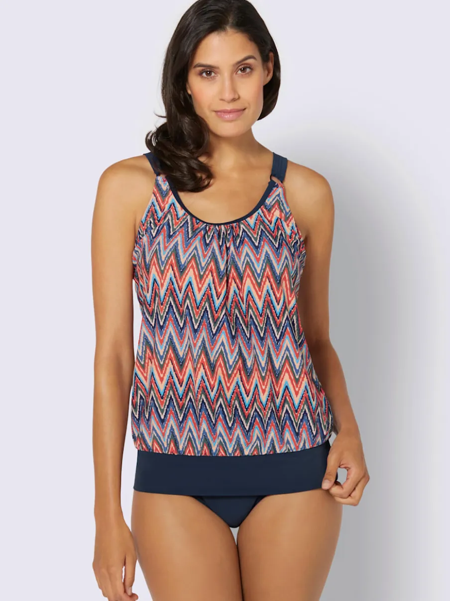 Haut de tankini ample avec ceinture réglable et motifs géométriques