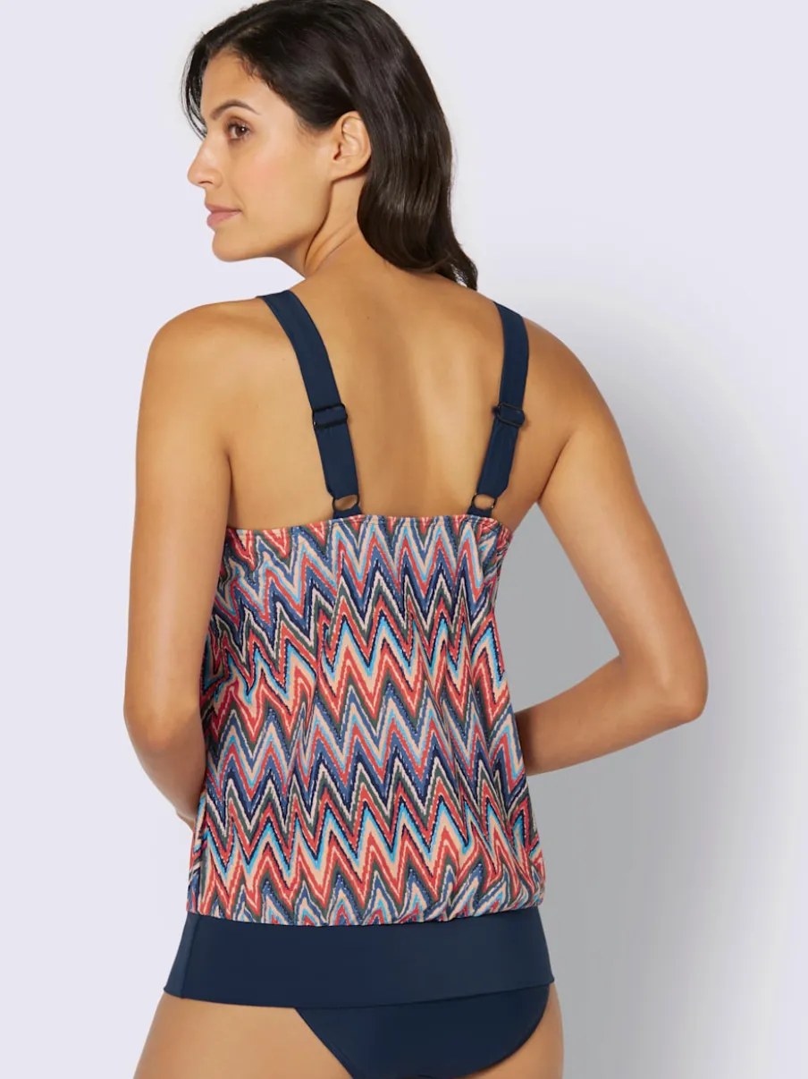 Haut de tankini ample avec ceinture réglable et motifs géométriques