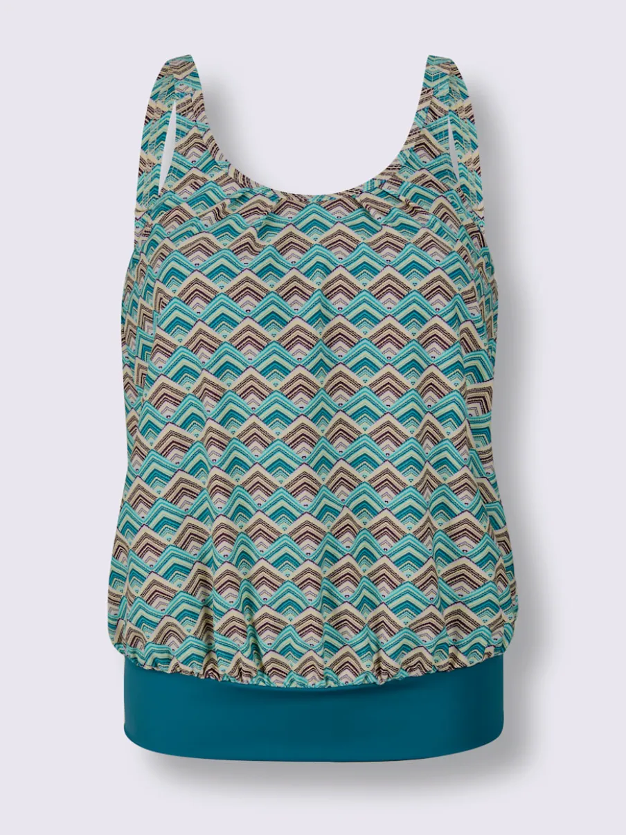 Haut de tankini ample avec motif graphique et bretelles réglables
