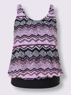 Haut de tankini ample avec motifs zigzag et bretelles ajustables