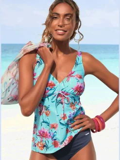 Haut de tankini à armatures imprimé floral avec encolure V