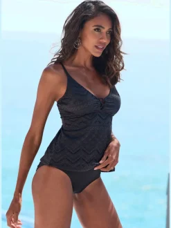 Haut de tankini avec laçage décoratif et bonnets amovibles