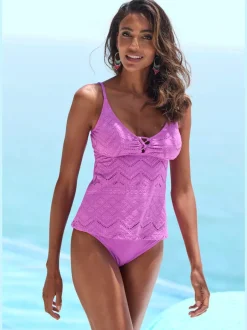 Haut de tankini avec laçage décoratif et bonnets amovibles