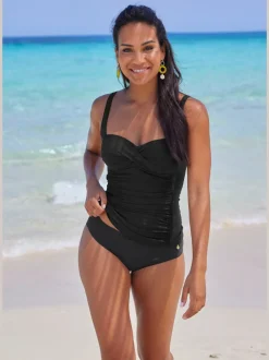 Haut de tankini à bretelles réglables avec finition plissée