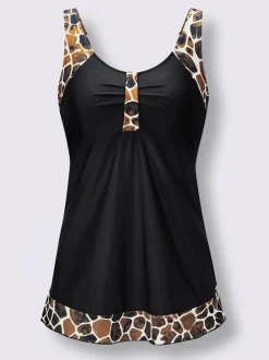Haut de tankini à encolure en V avec motifs animaux