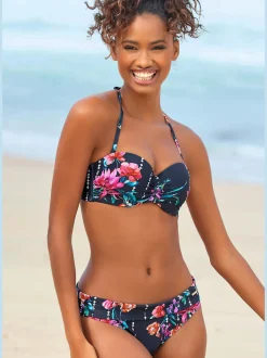 Hauts de bikini bandeau à motifs floraux rembourrés