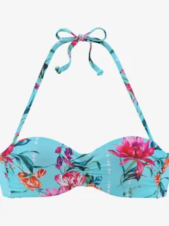 Hauts de bikini bandeau à motifs floraux rembourrés