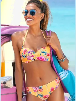 Hauts de bikini bandeau à motifs floraux rembourrés