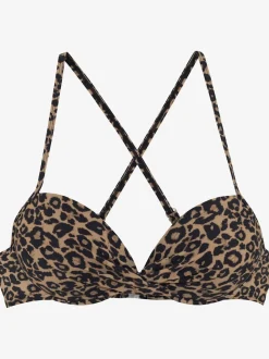 Hauts de bikini push-up à imprimé léopard réglables