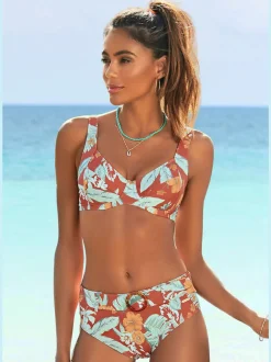Hauts de maillot de bain à armatures à imprimé tropical