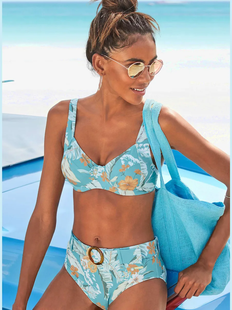 Hauts de maillot de bain à armatures à imprimé tropical