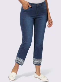 Jean 7/8 avec broderie et ceinture gainante intégrée