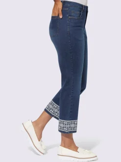 Jean 7/8 avec broderie et ceinture gainante intégrée