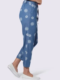 Jean avec broderie florale et poches latérales confortables