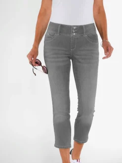 Jean 7/8 avec ceinture gainante et empiècement au dos