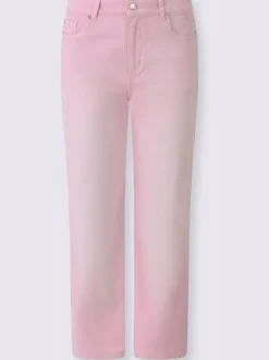 Jean 7/8 avec jambes larges et style usé trendy