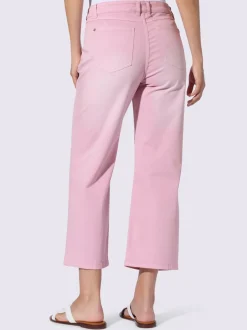 Jean 7/8 avec jambes larges et style usé trendy