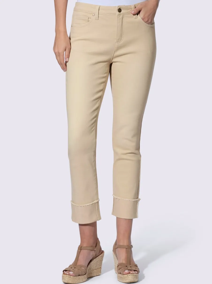 Jean 7/8 avec revers fixe et bordure crochetée