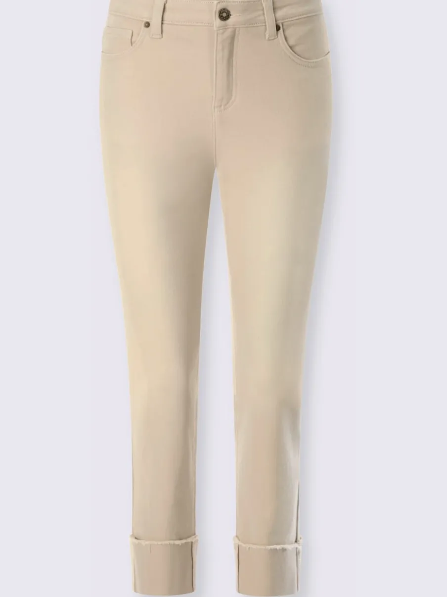 Jean 7/8 avec revers fixe et bordure crochetée