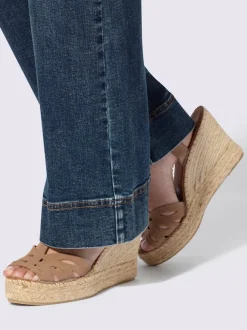 Jean bootcut doux extensible taille haute à poches