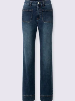 Jean bootcut doux extensible taille haute à poches