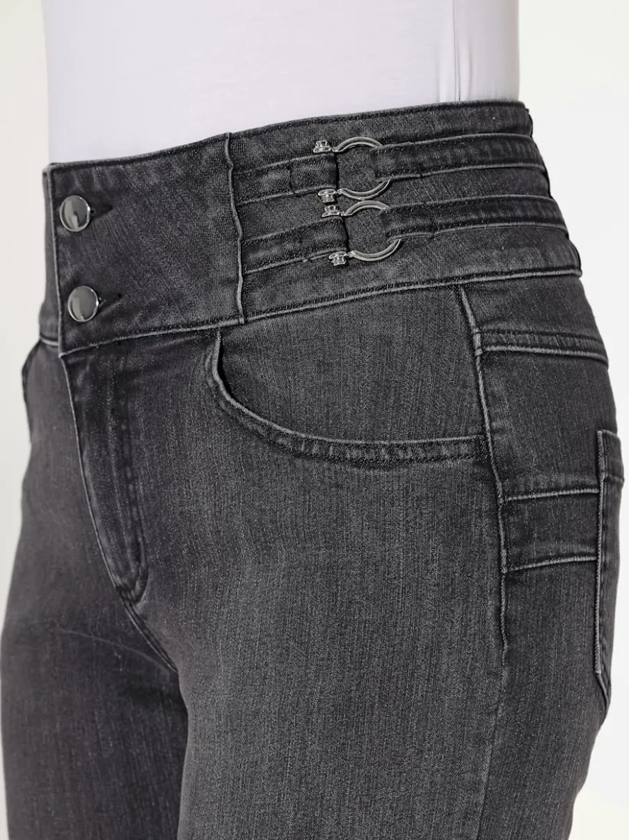Jean bootcut effet push-up avec bride décorative latérale