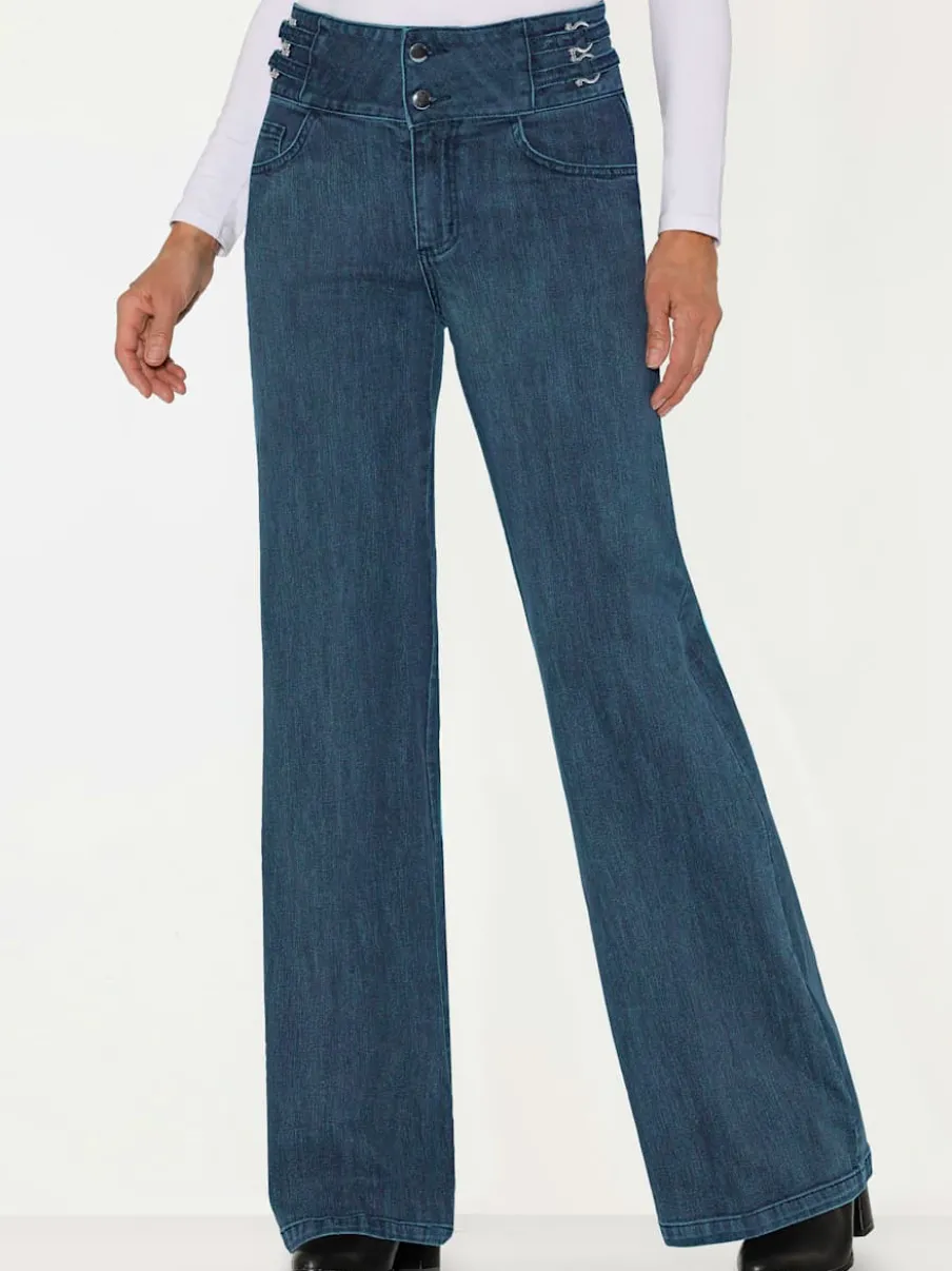Jean bootcut effet push-up avec bride décorative latérale