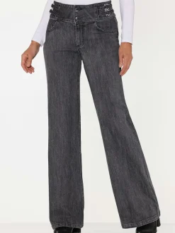 Jean bootcut effet push-up avec bride décorative latérale