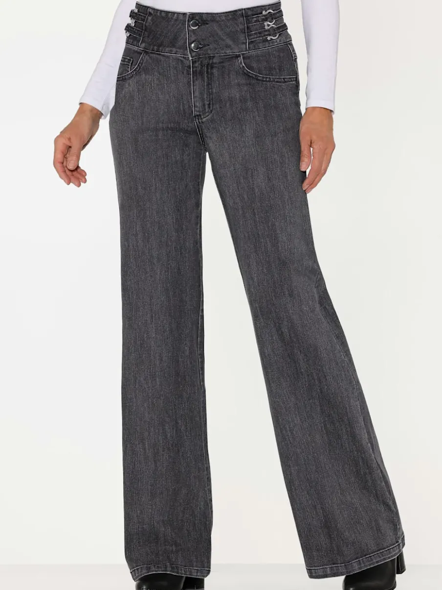 Jean bootcut effet push-up avec bride décorative latérale