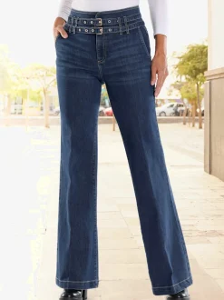 Jean bootcut taille haute avec ceinture intégrée structurante