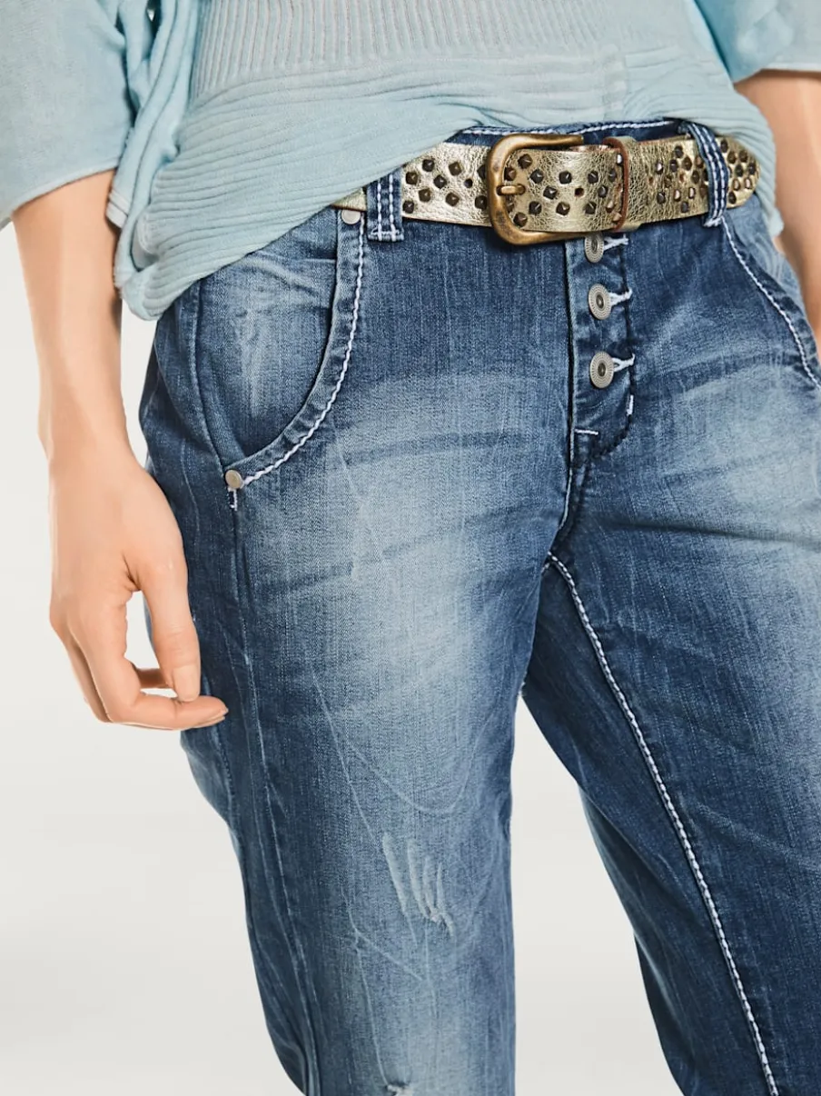 Jean boyfriend décontracté cinq poches style casual confort
