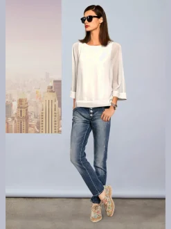 Jean boyfriend décontracté cinq poches style casual confort
