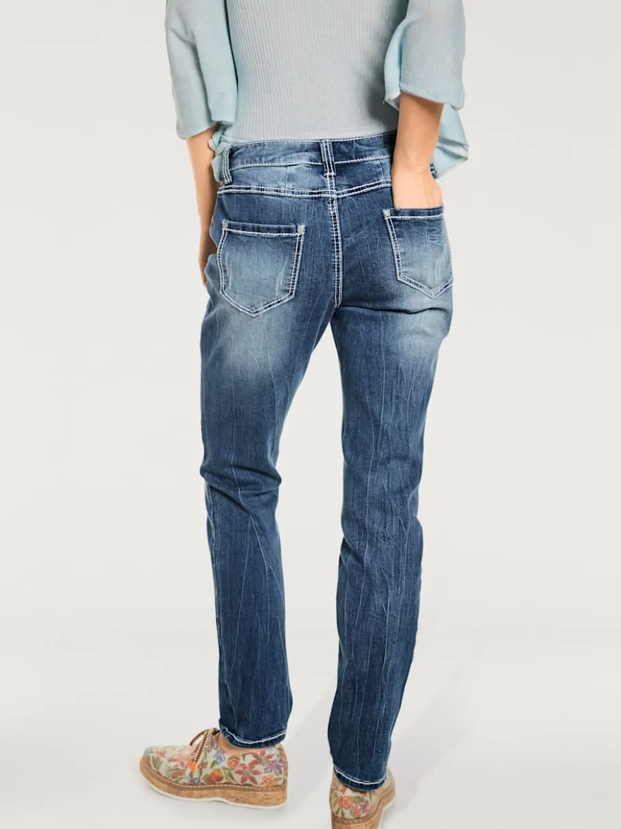 Jean boyfriend décontracté cinq poches style casual confort