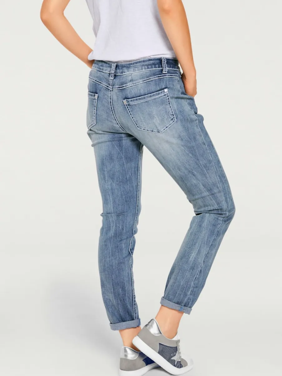 Jean boyfriend décontracté cinq poches style casual confort
