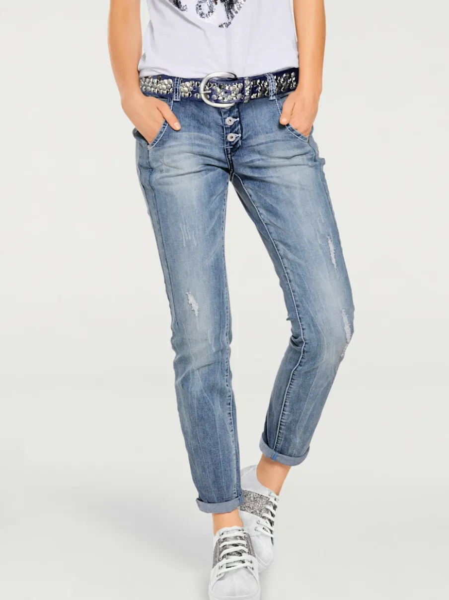 Jean boyfriend décontracté cinq poches style casual confort