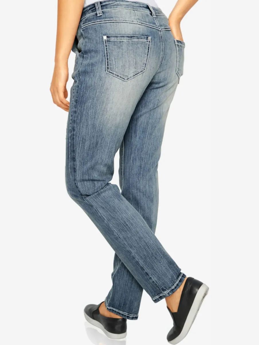 Jean boyfriend décontracté cinq poches style casual confort