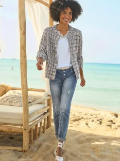 Jean boyfriend décontracté cinq poches style casual confort