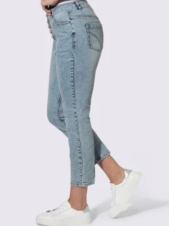 Jean boyfriend décontracté à effet froissé avec patte de boutonnage