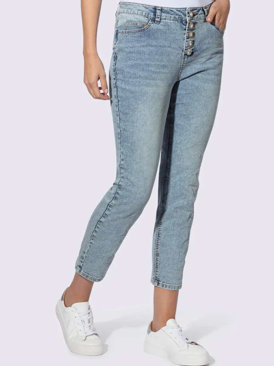 Jean boyfriend décontracté à effet froissé avec patte de boutonnage