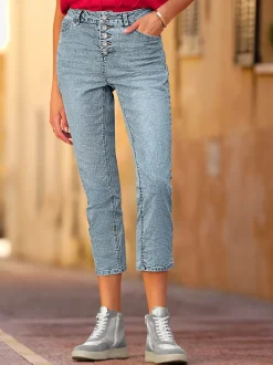 Jean boyfriend décontracté à effet froissé avec patte de boutonnage