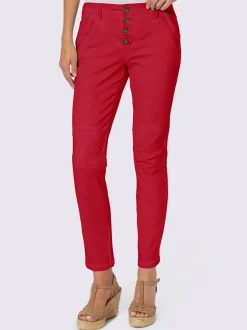 Jean boyfriend 5 poches avec fermeture bouton et coutures décoratives
