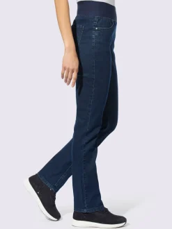 Jean à ceinture élastique avec poches et jambes droites