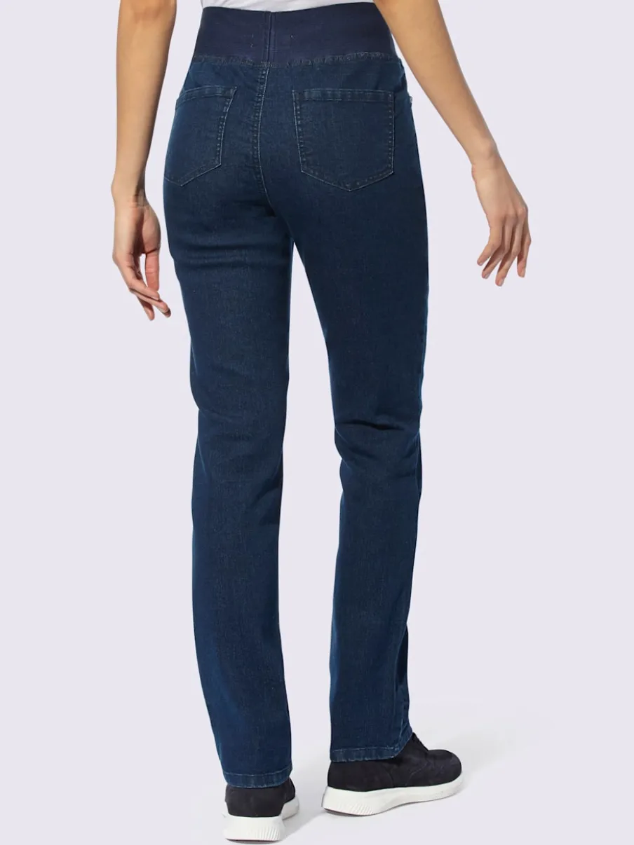 Jean à ceinture élastique avec poches et jambes droites