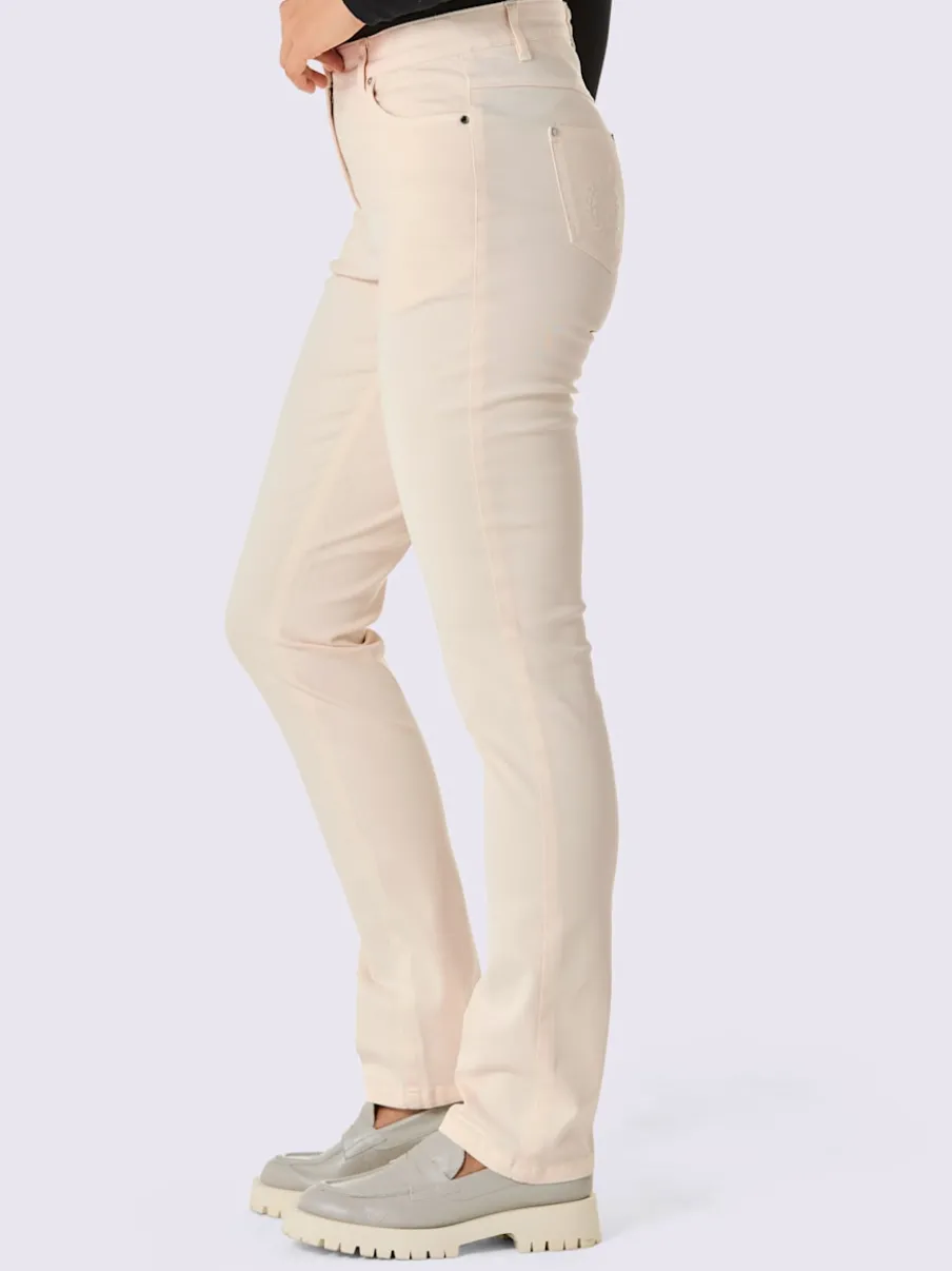 Jean cinq poches avec ceinture élastique intégrée
