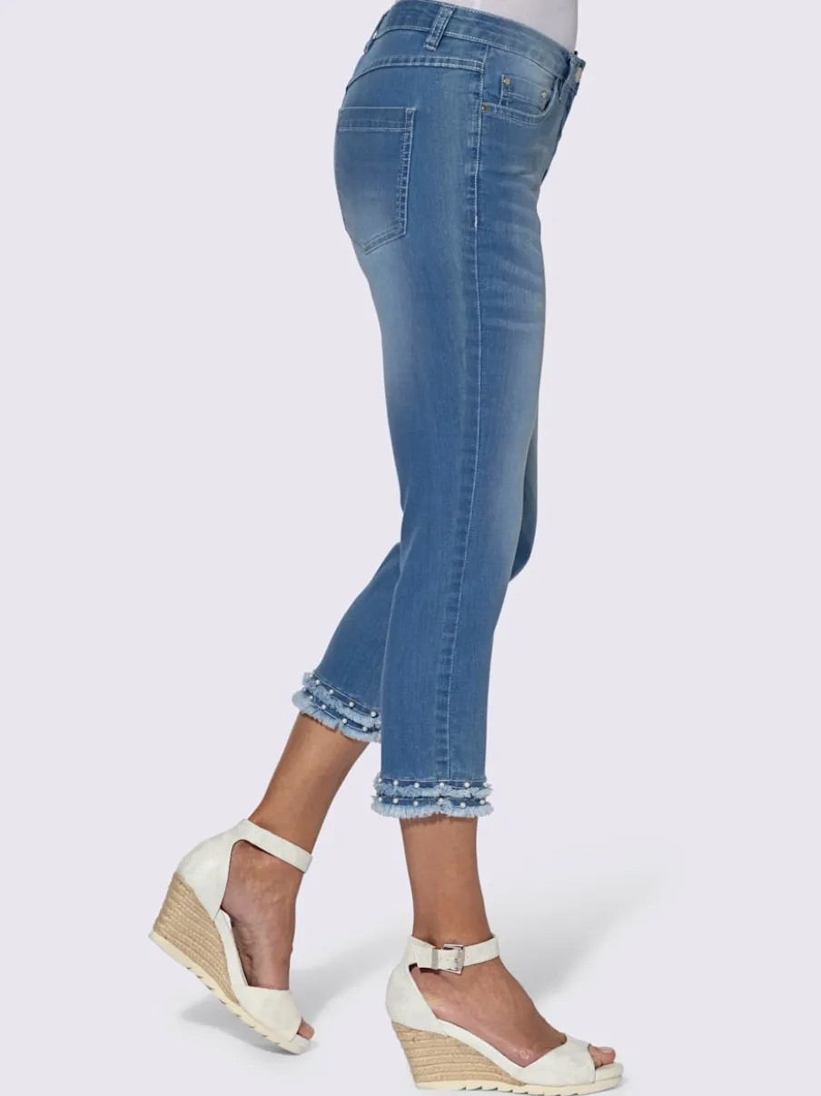 Jean cinq poches avec ourlet orné de perles